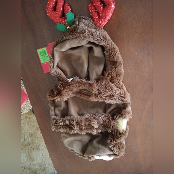 Reindeer Dog Outfit Small Bells Plush Hood Christmas Pet Holiday Collection - Picture 5 of 6